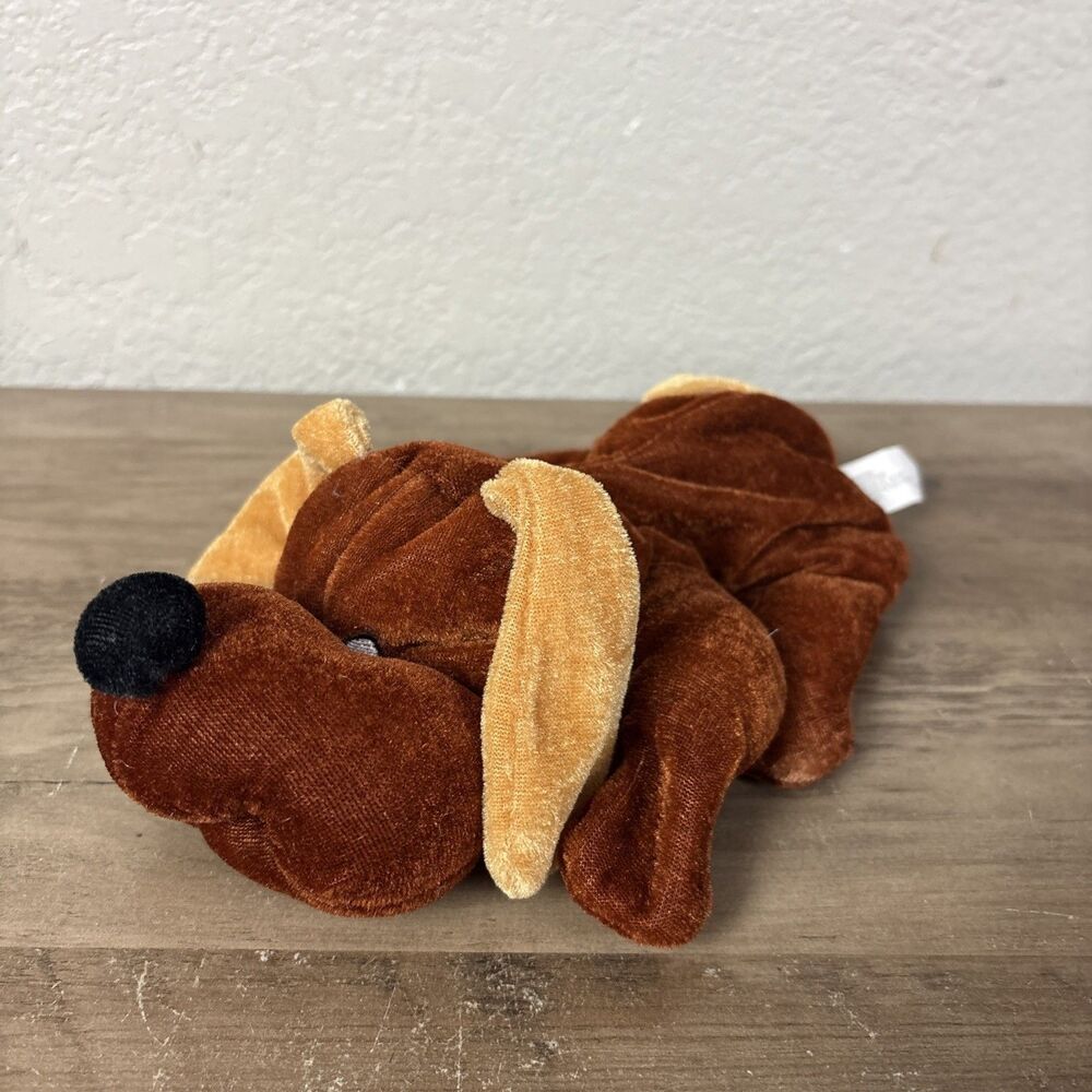Goffa Brown Hound Dog Puppy Plush Stuffed Animal Lying Sewn Eyes